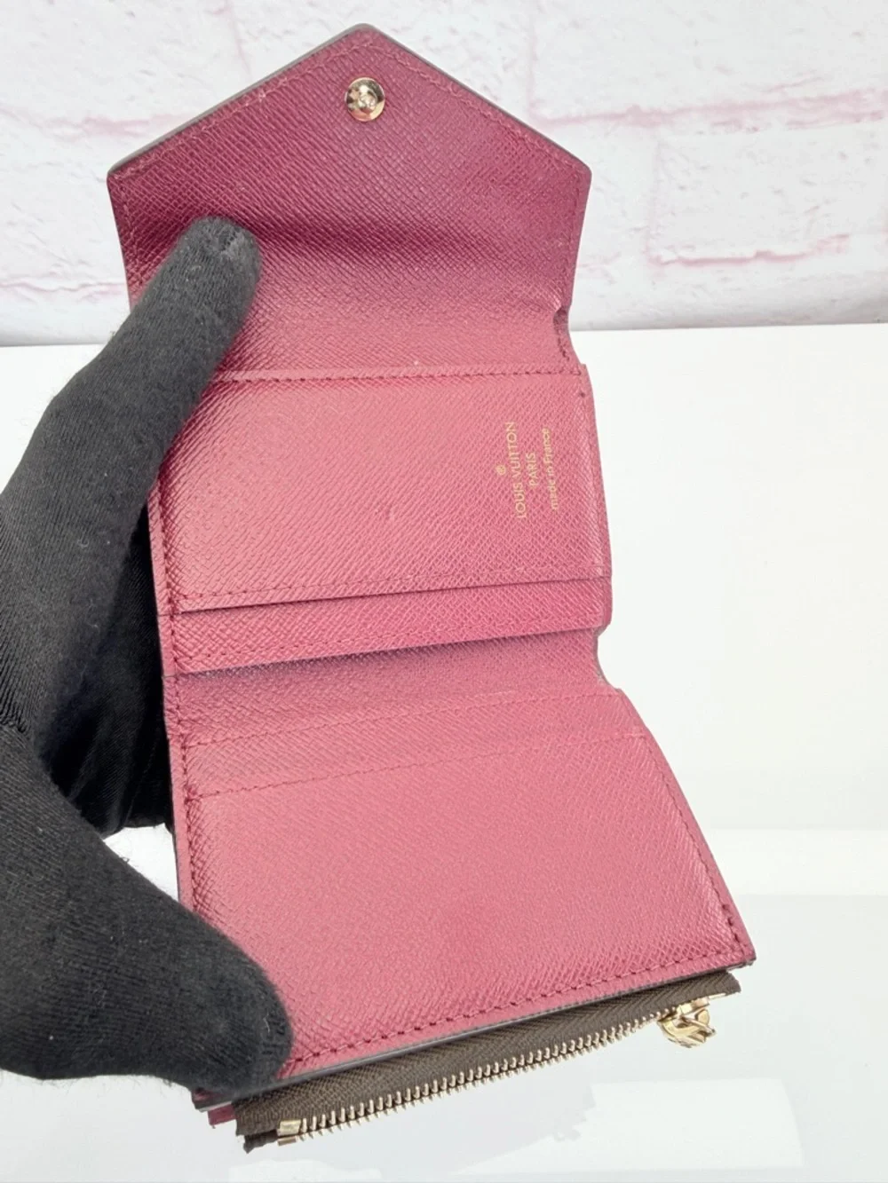 Louis Vuitton Brown Zoe Fushcia Monogram Wallet
